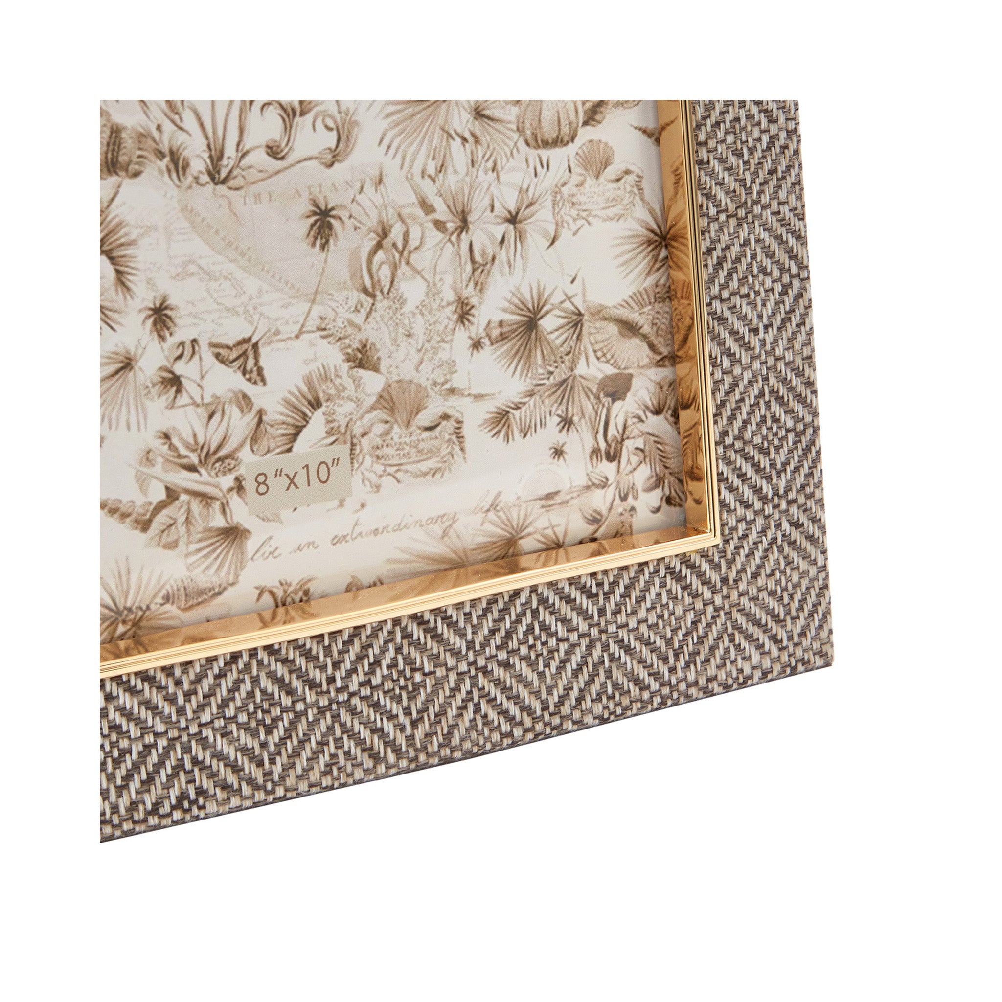 India Hicks Grey Geometric Fabric Photo Frame